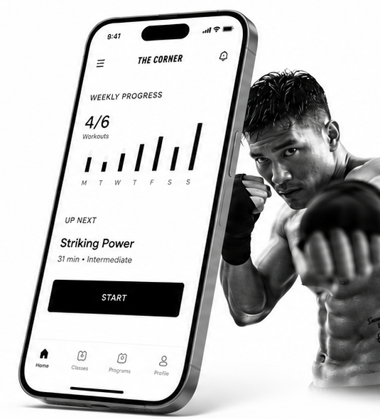 The Corner pricing app screen with fighter